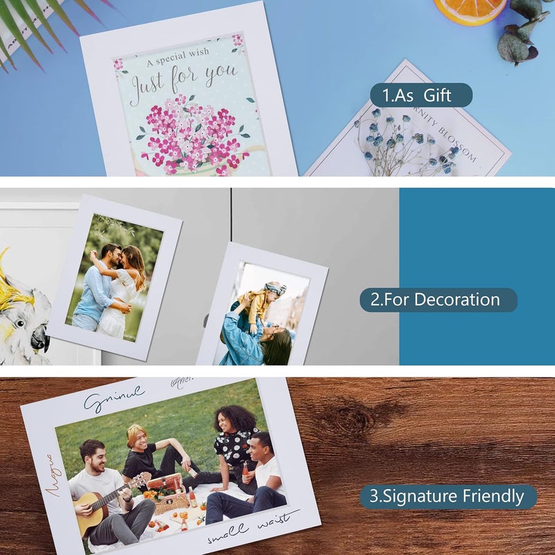 Somime 25 Pack White Picture Mats - 11x14 Pre-Cut Mats for 8x10 Photos - White Core Bevel Cut Frame Matte, Acid Free, Ideal for Frames, Artwork and Prints - Image 2